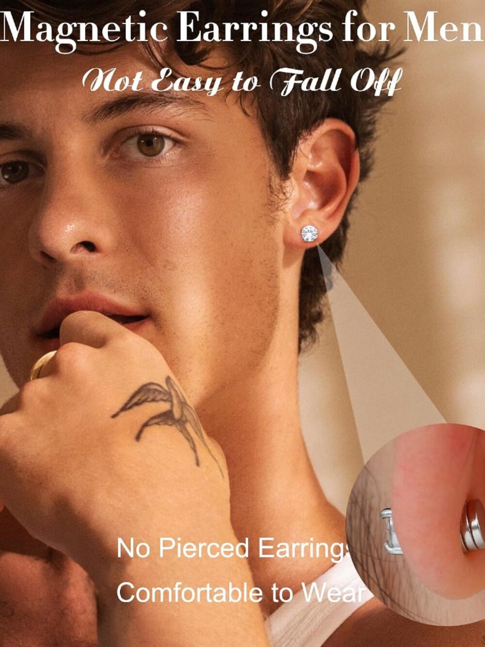 2 Pairs Magnetic Earrings for Men Women 5-8MM CZ Clip On Earrings - Picture 3 of 8